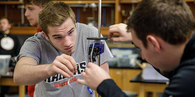 Students working in a physics lab