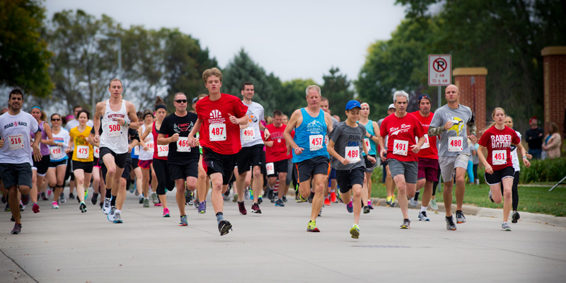 Participants running in the 2016 Red Raider Road Race