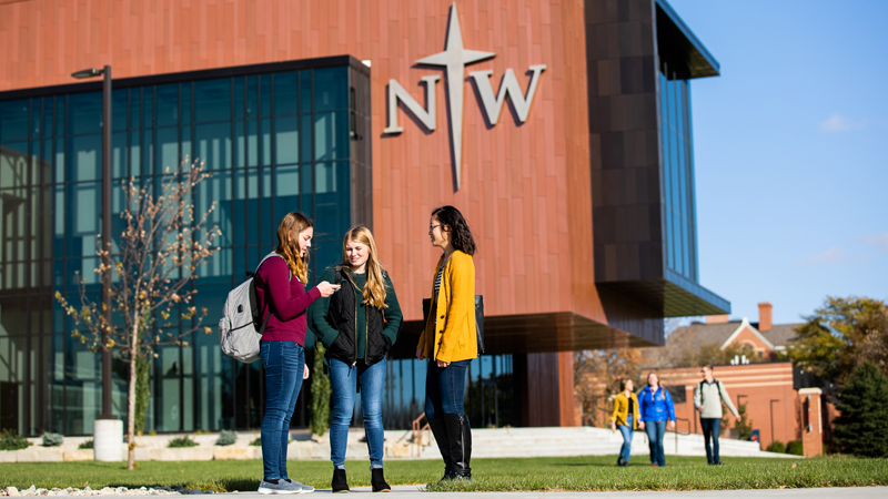 Students in front of the DeWitt Family Science Center