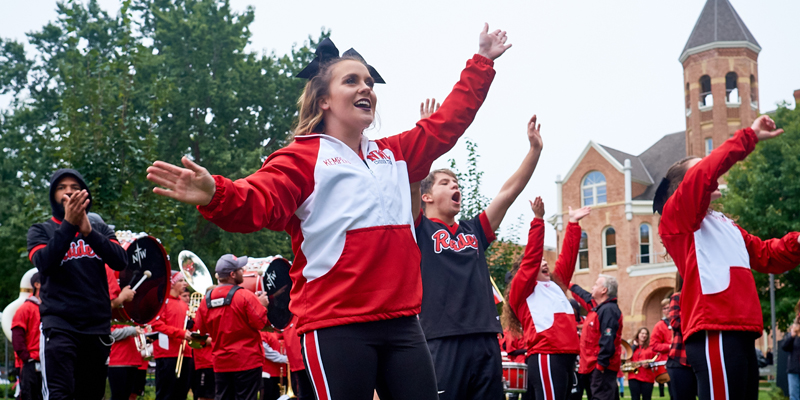 Cheerleaders at a homecoming event