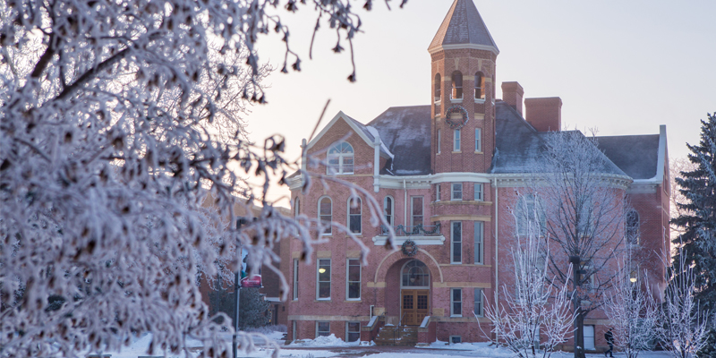 Snow covering Northwestern College campus